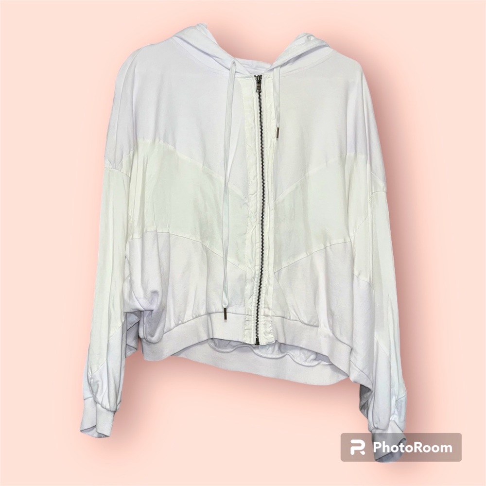 PINK white zip up jacket size medium